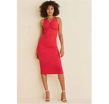 Women's Twist Front Midi Dress - Red, Size L By Venus