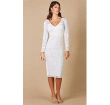 Lara Dresses - 51076 Knee Length Beaded Sheath Bridal Dress