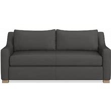 Ghent Slope Arm 70" Sofa, Standard, Pebbled Leather, Charcoal, Natural Leg | Williams Sonoma