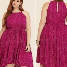 Torrid Dresses | Womens Torrid Challis Hi-Low Keyhole Back Dress Size 2 | Color: Pink/White | Size: 2X