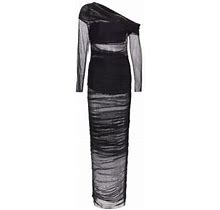 The Sei Women's Asymmetrical Long-Sleeve Maxi Dress - Black - Size Medium