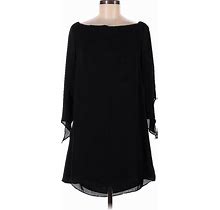 Atina Cristina Casual Dress Boatneck 3/4 Sleeve: Black Solid Dresses - Women's Size Medium