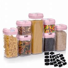 Cheer Collection Airtight Food Storage Containers, Set Of 7 (Pink)