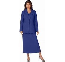 Roaman's Women's Plus Size Side Button Jacket Dress - 16 W, Ultra Blue