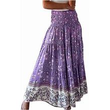 Iroinnid Long Empire Waist Skirt For Women Fashion Comfortable Daily High Waist Retro Print Skirt