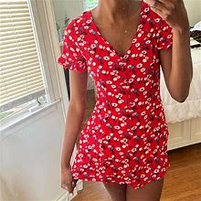 Forever 21 Dresses | Red Floral Forever 21 Mini Dress | Color: Red | Size: 2