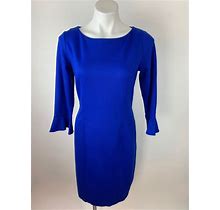 Talbots Royal Blue Ponte Sheath Dress Bell Sleeve 8 129$