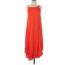 Mud Pie Casual Dress - Midi Square Sleeveless: Orange Print Dresses - Women's Size Small