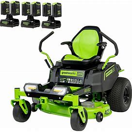 Greenworks - 80 Volt 42" Crossoverz Electric Zero Turn Riding Lawn Mower (6 4Ah Batteries And 3 Dual Port Turbo Chargers Included) - Green