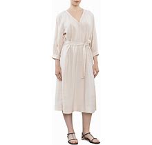Peserico Women's Belted Midi Dress - Ivory/Cream - Size 40 IT/4 US - Raffia