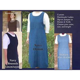 Custom Ladies & Plus Long Full Jumper Dress Blue Jean Denim Pick Size