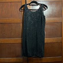 Shalimar Dresses | Shalimar Beaded Black Silk Dress | Color: Black | Size: Xl
