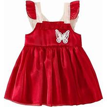 Kids Dresses Fly Sleeve Butterfly Lace Ruffles Sun Dance Party Princess Dress