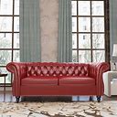 Wirrytor Chesterfield Loveseat, Modern Leather Button Tufted Chesterfield 2 Seater Couch With Nailhead Trim Rolled Arms For Living Room Bedroom Home