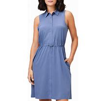 Nic+Zoe Tech Stretch Collared Dress - Blue - Size M - Slate