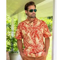 Crazy Shirts Men's Tropical Canopy Khaki Red Short Sleeve Hawaiian Polo Shirt In Brown | Size 2XL