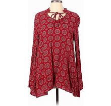PPLA Clothing Long Sleeve Blouse: Red Tops - Women's Size Large