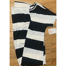 Lularoe Maria Dress Black & White Color Block Wide Stripes-Size Xs