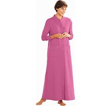 Fleece Snap-Front Long Robe - MD (10-12) - Plumberry - Amerimark