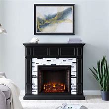 SEI Furniture Drovling Marble Fireplace In Black