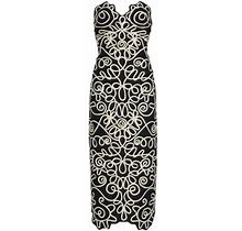 Mara Hoffman Women's Stella Geometric Strapless Midi-Dress - Black White - Size 8