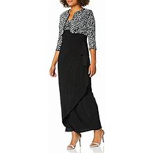 Alex Evenings Womens Empire Waist Dress With Side Ruched Skirt And Jacket Petite And Regular Sizes Blackwhite 16, Black/White