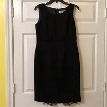 Kasper Dresses | Kasper Petite Black Dress With Bead Trim Size 4P | Color: Black | Size: 4P