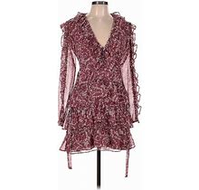 Bardot Casual Dress Ruffles Long Sleeve: Burgundy Paisley Dresses - Women's Size 6