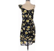 Cupcakes & Cashmere Casual Dress - Sheath V Neck Sleeveless: Black Floral Dresses - Women's Size 0