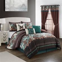 Grand Avenue Chocolate California King Comforter Set, 7 Piece, Premium Lightweight Microfiber, Bedskirt, Pillows & Shams, Butterfly Bedding Set