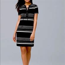 White House Black Market Dresses | White House Black Market Black & White Stripe Lace Up Dress | Color: Black/White | Size: Xs