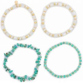 Melrose And Market 4-Pack Beaded Stretch Bracelets In Turquoise- Ivory At Nordstrom Rack