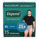 Depend Fresh Protection Underwear For Men, Maximum Size XL - Case Of 30 | Carewell