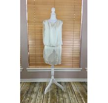 NWT Vintage Inspired White Dolman Beaded Top // Mini Dress
