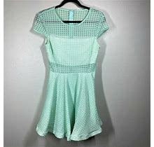 B. Darlin Women's Mint Green Crochet Lace Fit & Flare Dress Cap Sleeve