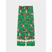 Zara Pants & Jumpsuits | Nwt Zara Green Printed Floral Pants | Color: Green/Red | Size: Various