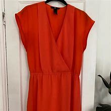 H&M Dresses | H&M Orange Knee Length Dress 6 (Fits Like 4) | Color: Orange | Size: 6