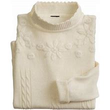 Haband Women's Ivory Blair Womens Floral Detail Sweater - - L - Misses
