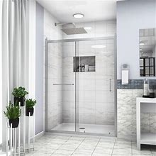 Brushed Nickel Semi-Frameless Single Sliding Shower Door