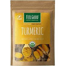 Feelgood Superfoods Organic Turmeric Powder, Vegan, Non-GMO, Gluten Free, Ground Turmeric Root From India, 8 Oz