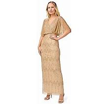 Long Beaded Blouson Mother Of The Bride Gown (Champagne/Gold) Womens Dress