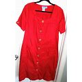 COMFY DEEP RED BUTTON FRONT KORET WOMEN's COTTON DRESS DUSTER IN SIZE LARGE