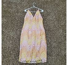 Topshop Women's Pink Floral Embroidery Dress Size 10
