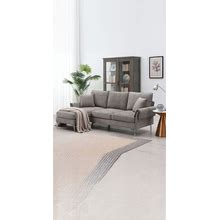 Modern Chenille L-Shaped Sofa With Reversible Chaise Lounge - Grey