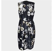 Giambattista Valli Dresses | Giambattista Valli Black Floral Printed Satin Sleeveless Midi Dress L | Color: Black | Size: L