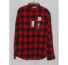 Men's Sonoma Red Plaid Long Sleeve Flannel Shirt - Size Medium