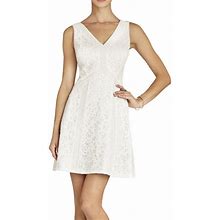 $338 Bcbg Off White Combo "Gracie" Sequin Lace Sleeveless A-Line Dress