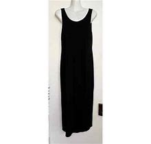 Eileen Fisher Black Viscose Knit Sheath Midi Dress Size Xs