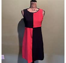 MSK Petite Small Sleeveless Red And Navy Colorblock Dress