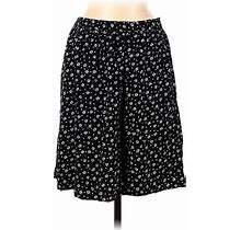 Garnet Hill Casual A-Line Skirt Knee Length: Black Floral Bottoms - Women's Size 8